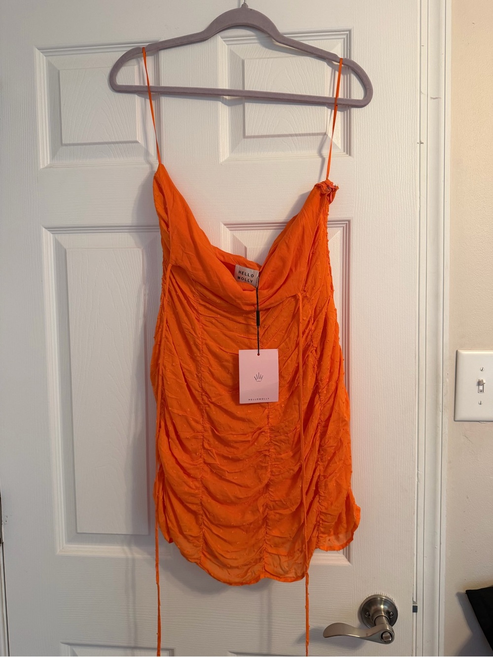Hello Molly Bright Orange Ruched Camisole
